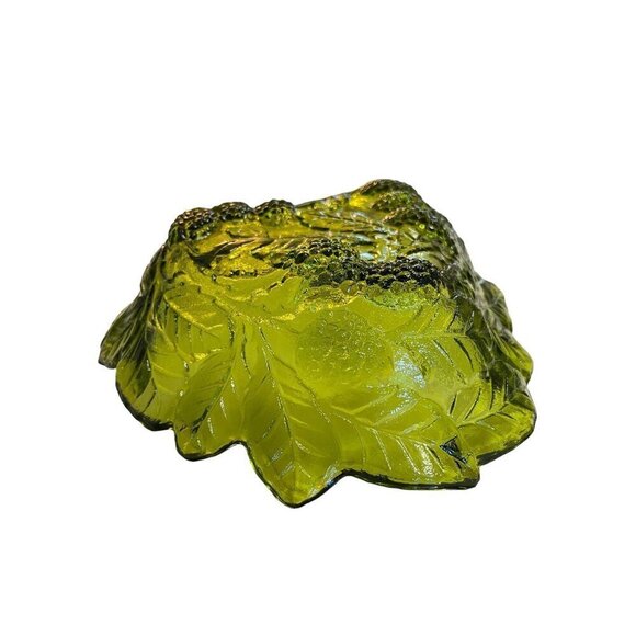 Vintage Loganberry Olive Green Dish Indiana Glass Co. Bowl Candy Dish Set of 2 - Picture 9 of 10